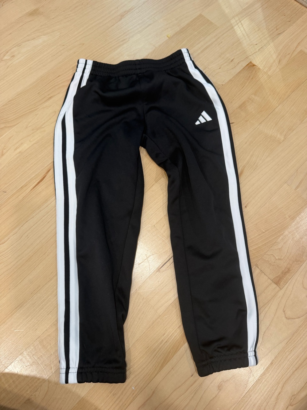 adidas Black Kids Joggers with White Side Stripes
